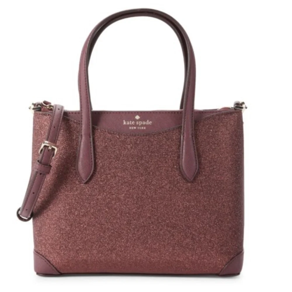 KATE SPADE NEW YORK Glitter Leather Satchel Deep Nova NWT - Picture 1 of 9